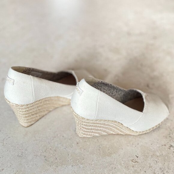 TOMS Michelle Canvas Wedge Heel in Cream, Size 8.5 NWOT - Picture 2 of 12